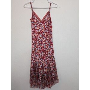 Sportstaff Womens Dress Lace Floral Y2K Fairy Romantic‎ Size Large Babydoll Red
